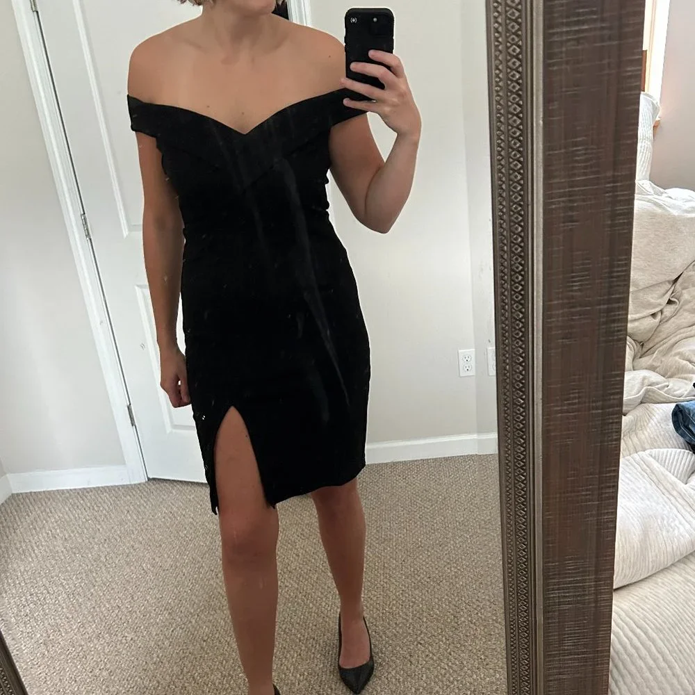 Lulus Classic Glam Black Off-the-Shoulder Bodycon Dress - Picture 3 of 8